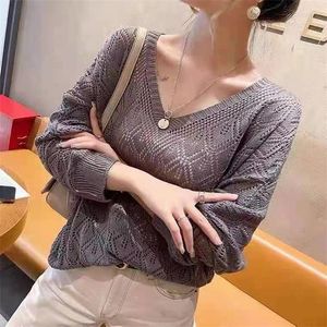 Women's Sweaters Hollow Thin Sweater V-neck Batwing Sleeve Loose Casual Long 2023 Spring And Summer Wholesale