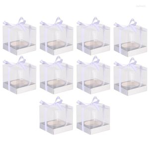 Geschenkverpackung 10pcs Cake Packing Box Clear Container Transport Container Carrier Cupcake