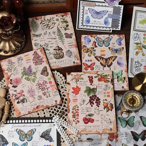 Other Decorative Stickers Retro Vintage Forest Atlas Deco Sticker Material Paper Pack Journal Scrapbooking Decoration Label Wholesale 230818