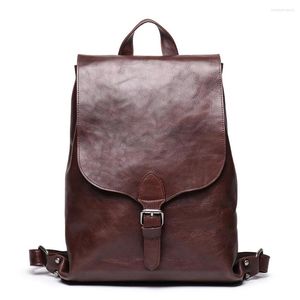 Backpack Nesitu High -End Vintage Brown Coffee Brown Coffee Vegatable Tenned Grãos Completos de Couro Genuíno Mulheres Mochilas Mochilas Real Sacos de Viagem de Pele M9019