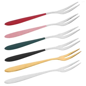 Conjuntos de utensílios de jantar 6 pcs garfos de bolo de aço inoxidável Decoram uma sobremesa de crianças frutas requintadas