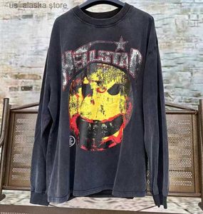 Herrtröjor tröjor 23ss fall nya hellstar t-shirt street graffiti hiphop style långärmad t shirt retro casual lossa män kvinnor topp tee t230818