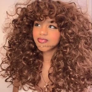 Synthetic Wigs Red Brown Copper Ginger Short Curly Synthetic Wigs for Women Gluelesse Wig Natural Wigs with Bangs Heat Resistant Cosplay Hair HKD230818