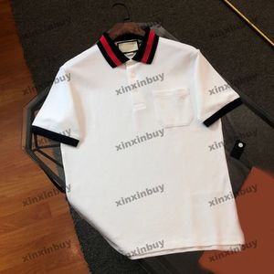 Xinxinbuy Men designer tee t shirt 23SS Paris Pocket Letter Brodery kortärmad bomullskvinnor röd vit xs-2xl