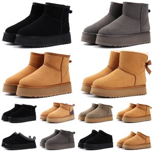 Fashion tazz boots Slippers Chestnut Fur Slides Sheepskin Shearling Tazz Mules Women Men Ultra Mini Platform Boot Slip-on Shoes Suede Upper Comfort uggity