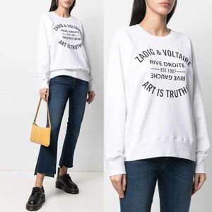 Zading voltaire designer hoodie zv pullover women's classic letter printed white cotton women's sweater