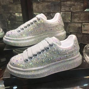 Scarpe eleganti 2023 Autunno Donna Platform s Suola spessa Bianco Argento Brillante cristallo Sneakers Trend Casual 230817