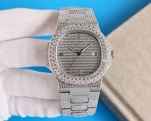 Luxury Watch Automatic Mechanical Hip Hop Iced Out Diamond Watches for Men/Women Automatic-Winding Diamond Dial Wristwatches-Sliver