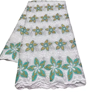 Broderi schweizisk spetstyg 5 varv afrikanska kvinnor bomullskläder dentelle sy hantverk textil lady kläder nigeriansk textil brud klänning 2023 ny ankomst yq-8141