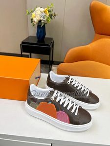 2023 High quality SS DESIGNER SHOES YK TIME OUT Yayoi Kusama Men women Casual Shoes Monograms Brown Colorful Pumpkins Print Lace-Up Rubber Sole Leather Sneakers