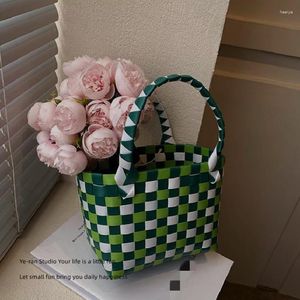 Storage Bags Mini Square Shopping Basket Woven Cosmetics Travel Swimming Portable Organizer Bag Wedding Companion Hand Gift