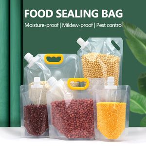 Food Storage Organization Sets 10Pcs Transparent Grain Bag Cereal Sealing Drinking Moistureproof Mildewproof Packing with Handle 230817