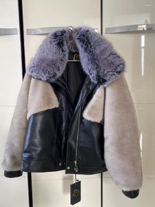 여자 모피 겨울 여성 가짜 밍크 코트 고급 재킷 느슨한 옷깃 코트 두꺼운 따뜻한 여성 가죽 스티칭 플러시