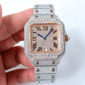 수제 다이아몬드 시계 남자 고급 시계 40mm 8215 운동 사파이어 디자이너 시계 904L 다이아몬드 팔찌 접이식 버클 고품질 손목 시계 Montre de Luxe