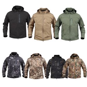 Giacca da esterno Softshell da esterno Giacca con cappuccio Woodland Caccia Tiro Tattico Camo Cappotto Abbigliamento da combattimento Giacca a vento mimetica NO05-207