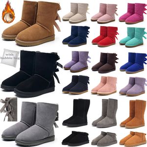 Botas de desenhista Mulheres Tasman Botas Clássico Autralia Bota de Neve Tornozelo Mini Curto Arco Pele Inverno Preto Cinza Castanha Bowtie Luxurys Mulheres Modas EUR 36-45