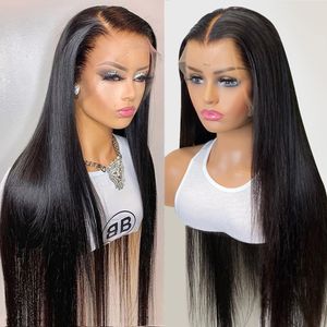 30 40 Inch Bone Straight Lace Frontal Wig Brazilian Glueless 13x4 Lace Front Human Hair Wigs for Women Pre Plucked Hairline 220%density