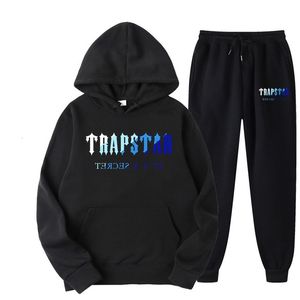 Women Dwuczęściowe spodnie Trapstar Tracksuit 2 sztuki Zestaw Kobiety z kapturem z długim rękawem bawełniane bluzy Suit 2yk Bluza Sportswear Jogging Zestawy 230818