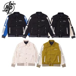 Mens Jackets Moda Marca Carta do Esqueleto Bordado Varsity Jacket Men Streetwear Warm Wool Blend Rouphits Windbreaker 230817