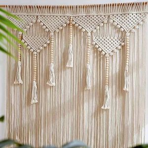 Tapissries Bohemian Macrame Curtain Door Wall Hanging Woven Tapestry Room Divider Curtain Wedding Boho Backdrop Decor 230817