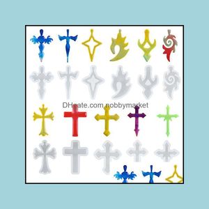 Formar Cross Pendant Sile Cabochon Harts Mod 11 Shape DIY Crafts Handgjorda smycken Makande verktyg Partihandel Drop Leverans utrustning OTEXB