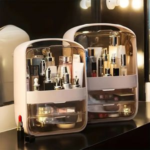 Make -up -Organisator, Hautpflegeorganisator mit Deckel, staubdichtes wasserdichtes Kosmetik -Display -Hülle mit Schubladen für Waschtisch -Bad -Arbeitsplatte, große Make -up -Aufbewahrungsbox