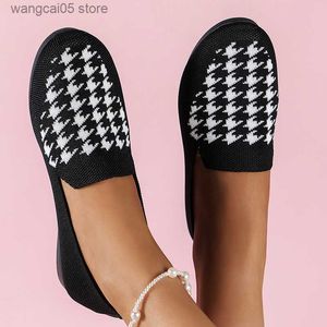 Kleidungsschuhe Mesh atmungsaktiven Ballett Frauen Flats Stretch Strick -Ladungsanlagen Frauen flache Wohnungen auf Moccasin Single Schuhe gemütliche Arbeitschuhe T230818