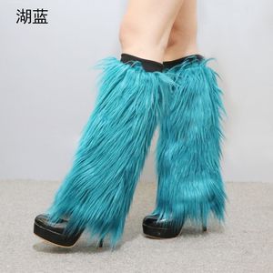 Boots Autumn and Winter Imitation Wool Plush Socks Long Warm Stage Performance Fur Grass High Leg Guards Female 230817