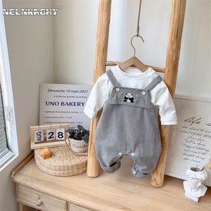 Clothing Sets 2023 Infant Baby Boys 3Y Cute Fashion Top Sweatshirtsromper Set 2pcs Embroidered Panda Perfect for Spring Autumn 230818