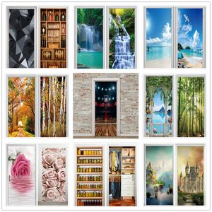 Wall Stickers Doors Decoration 3D Wallpaper Modern Design Selfadhesive Waterproof Door Sticker Posters Re Murals Home Decor deur sticker 230817