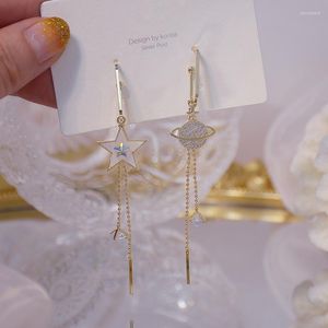 Stollenohrringe romantische zarte Schmuck Kubikzirkon CZ Unregelmäßiger Star für Frauen 14K Gold plattiert elegant long