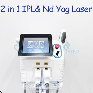 Ny 2 i 1 360 Magneto-Optical Machine Professional Opt E-Light Hair Removal Q Switched ND Yag Laser Tattoo Removal Lazer Skin Rejuvenation Salon Använd multifunktion