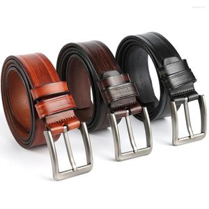 Gürtel Mode Herren Business Belt Echtes Leder geprägtes Casual Denim Designer Reisebüro Nadel Schnalle Kear-Resistant A3101