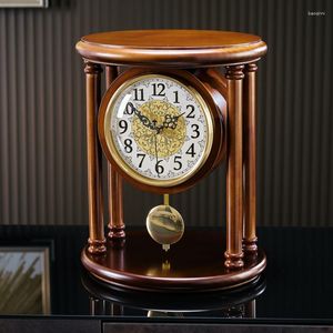 Orologi da tavolo retrò soggiorno desktop casa a pendolo nordico grande orologio da scrivania decorazioni qf50tc