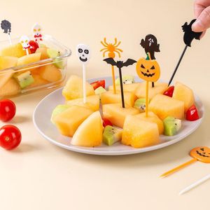 Forks Halloween Fruit Plástico Picto de dente bento Decoração infantil infantil de lanche para picareta