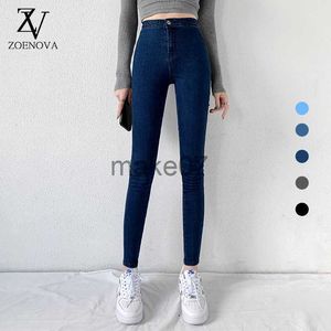 Jeans femminile classico jeans blu jeans donne ad alta vita super elastico Y2K Aesthetic Fashion Capris 2021 Urban Femme Denim Pants Streetwear Trendy J230818