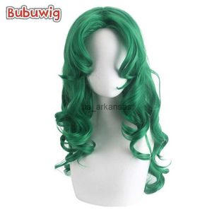 Syntetyczne peruki bubuwig syntetyczne włosy marynarz neptune cosplay peruki Kobiety długi kiszpany 60cm luźne falujące mody zielone peruka odporna na ciepło HKD230818