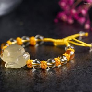 Strang Kristall natürliches Topaz Armband gewebte Handverzierung Buddhistische Perlen Streichschmuck für Männer und Frauen Paar