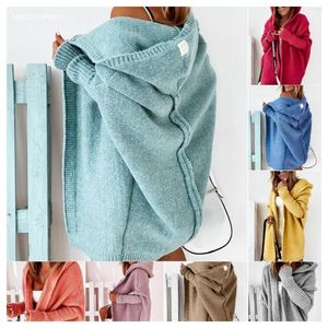 Frauen Strick Frauen Hoodie Pullovermäntel Herbst Winter Langarm Batwing Strick-Strickjacke HHMY2023-2101