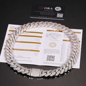 Cubana Fine Jewelry 20 Mm Sterling Sier Gold Plated Custom Moissanite Iced Out Miami Cuban Link Chain Necklace