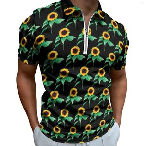 Herrpolos konst solros casual t-shirts natur blommig tryck polo skjortor estetisk skjorta sommar kortärmad grafisk kläder stor storlek