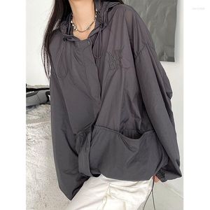 Jackets femininos Deeptown Harajuku Jaqueta vintage Mulheres Gorpcore Track Oversize Track Korean Streetwear Windbreakers Causal Coat Thin Outdoor