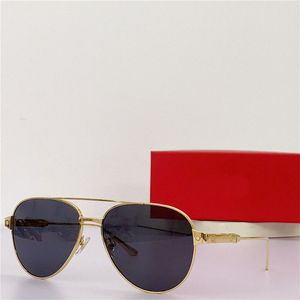 Neue Modedesign -Pilot -Sonnenbrille 0420S Exquisit Plated K Gold Rahmen Einfacher und beliebter vielseitiger UV400 -Schutzbrillen im Freien im Freien