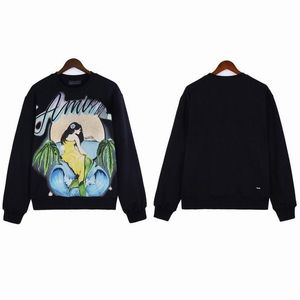 2023 Mermaid Crewneck Black Sweathirt Designer Whotherts для мужских женщин высококачественная высококачественная графическая графическая экипаж.