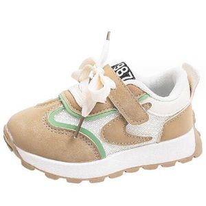 2023 New Mixed Color Splicing Pu Leather Mesh Shoes Children's Sports Breathable Comfort Flat Shoes Lace-up Children Shoes