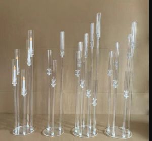 6pcs Decoração de casamento Candelabra Clear Castle Casther Acrylic Candlesticks for Weddings Event Party