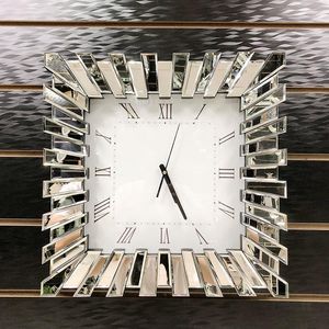 Wall Clocks Diamond Silver 3D Clock Modern Design Luxury Crystal Big Size Mirror Home Decor Living Room Decoration Gift