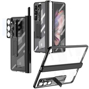 Magnetic Bracket For Samsung Galaxy Z Fold 5 4 3 Fold3 Case Pen Slot Double Hinge Protection Film Screen Cover