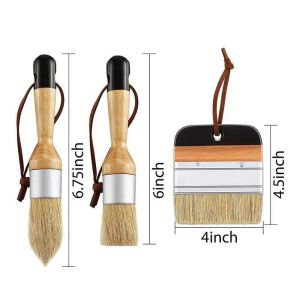 New 3Pack Chalk and Wax Paint Brushes Bristle Stencil Brushes for Wood Furniture Home Wall Decor LL