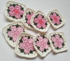 Table Mats 8.5CM Handmade Cherry BlossomTeapot Pad Heat Insulation Pastoral Square DIY Crochet Doilies Multicolor